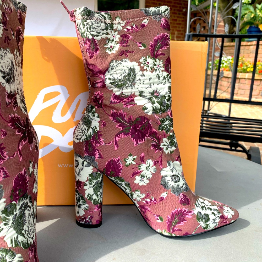 Pink floral booties